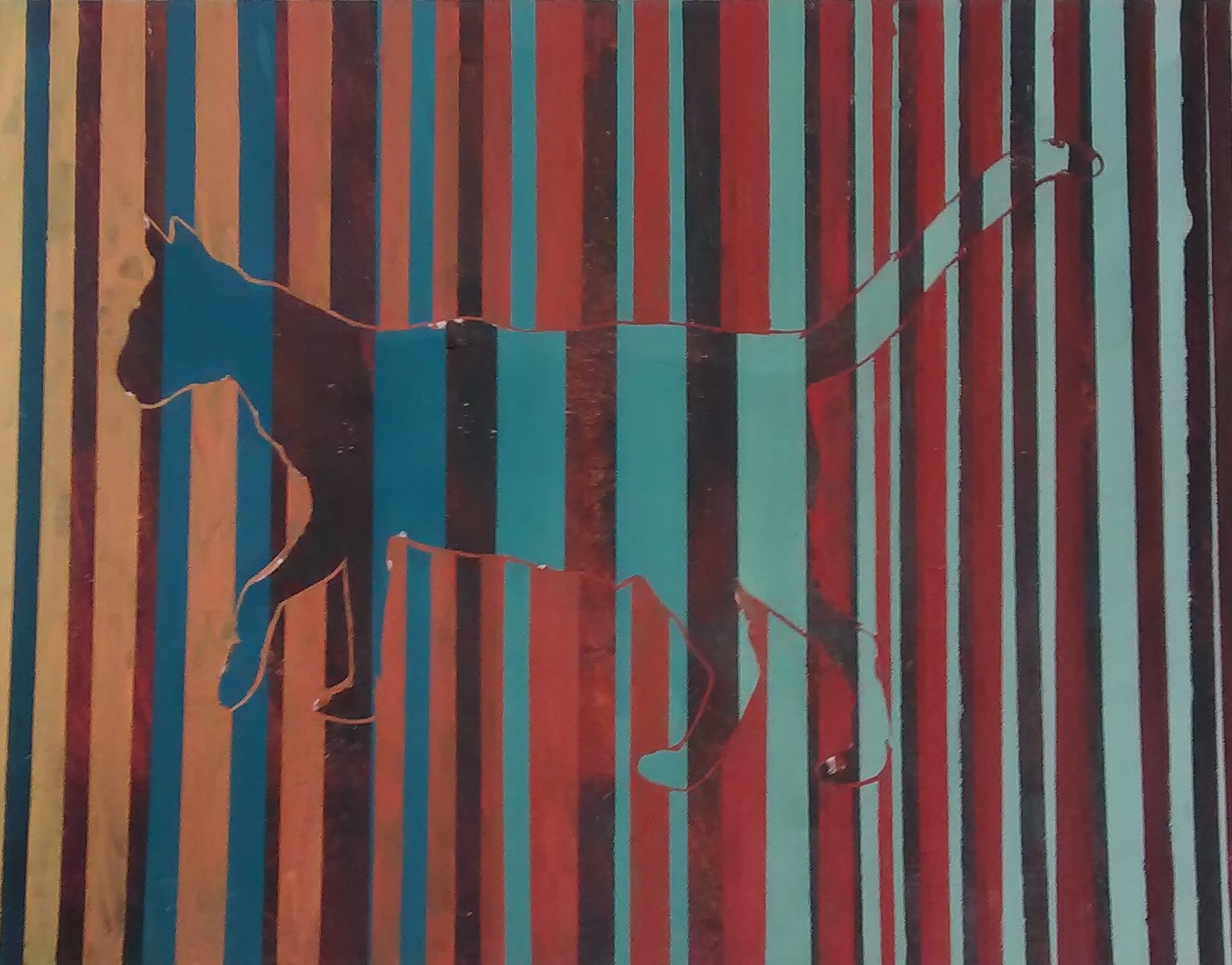 striped cat painting